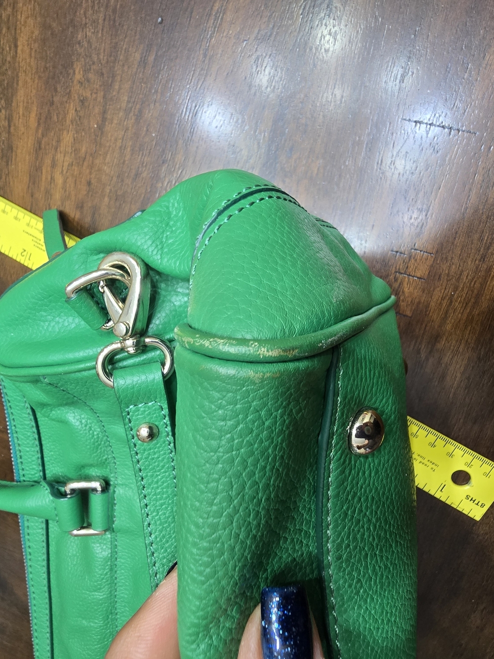 Green Leather Satchel Handbag - Unbranded - Picture 15 of 16